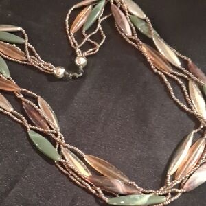 Vintage Green and Brown Leaf Necklace